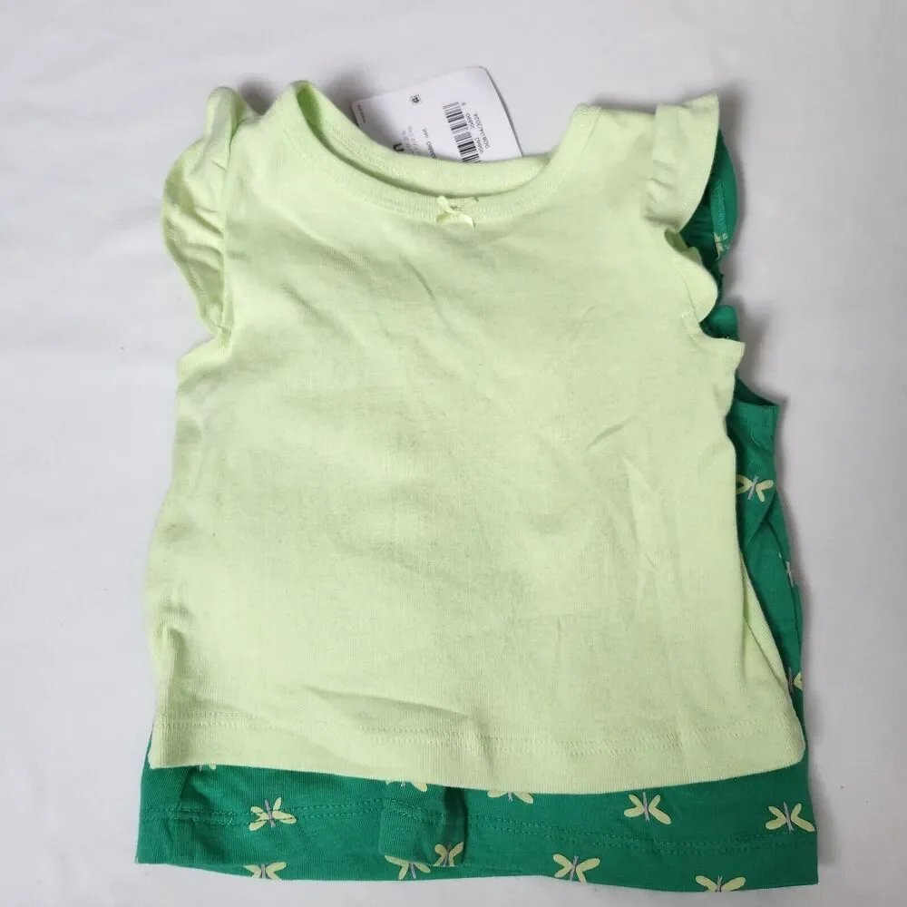 Carter's Baby Girls 3 Piece Diaper Cover Set Green With Butterfly Print 9M NWT